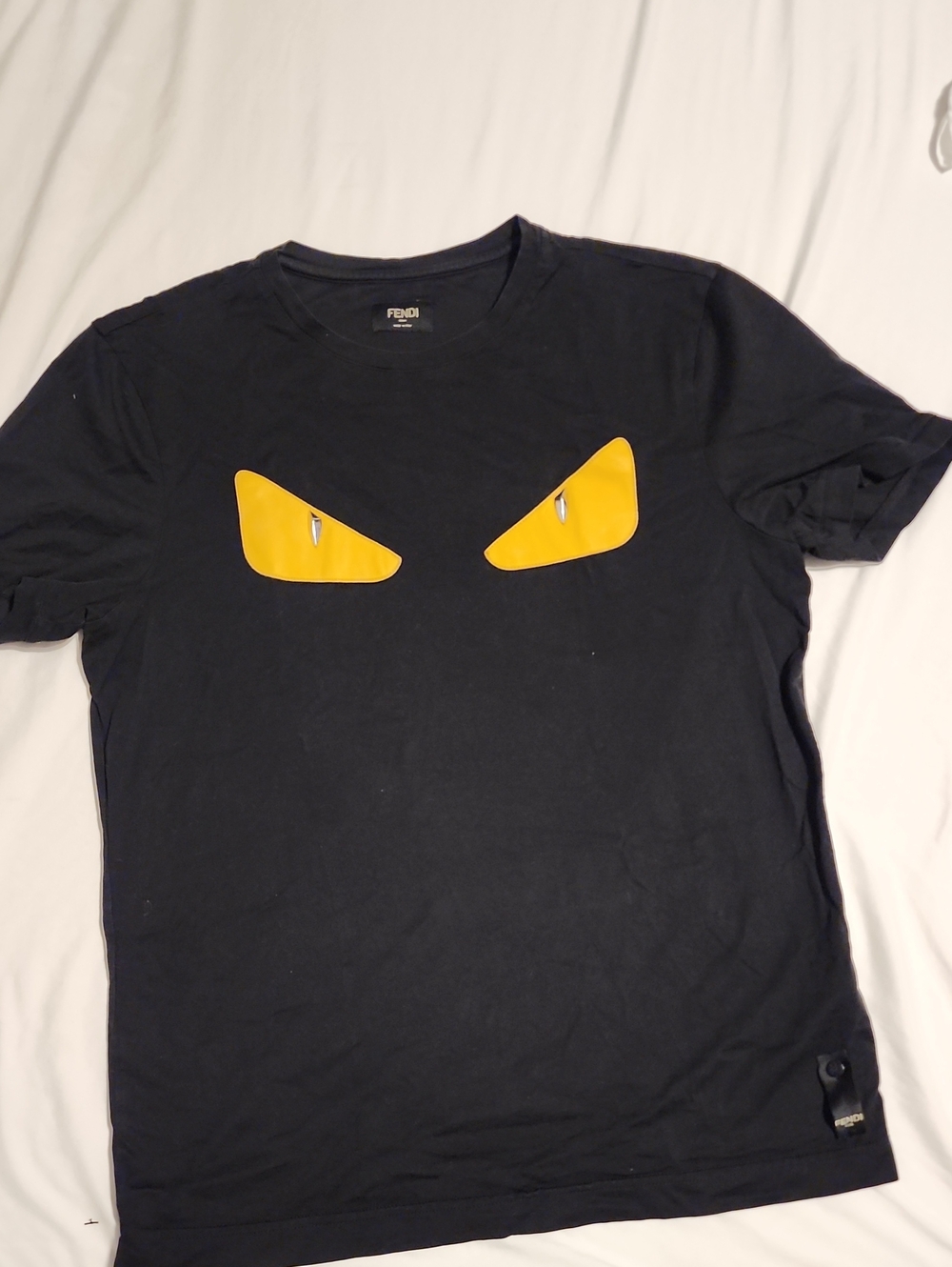 Fendi Black Tee with Yellow Eye Patch Motif